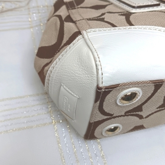 COACH  Signature Stripped TurnLock CarryAll Shoulder Bag - Picture 15 of 15